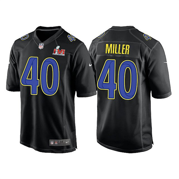 Men's Los Angeles Rams #40 Von Miller 2022 Black Super Bowl LVI Game Stitched Jersey Men's Los Angeles Rams #40 Von Miller 2022 Black Super Bowl LVI Game Stitched Jersey